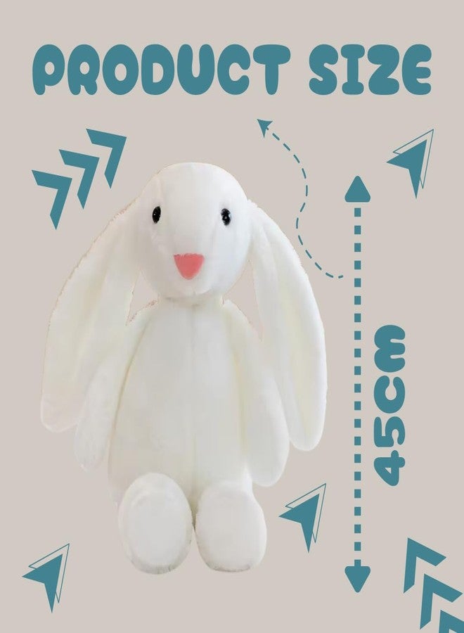 TechMax Solution Cute White Longest Ear Simple Bunny Plush Pillow Toy - Image 2